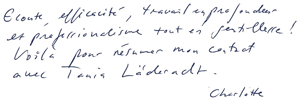 Mot écrit à la main par Charlotte